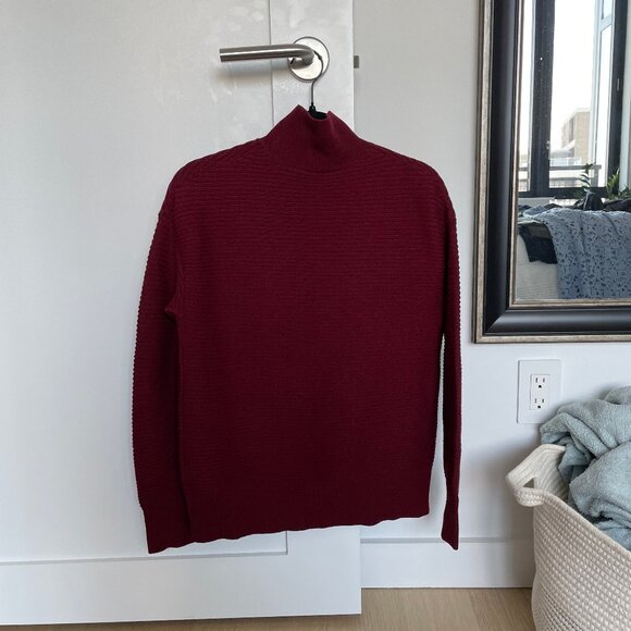 Theory Mockneck Ribbed Sweater, Wine Red, Size S--LIKE NEW - Picture 3 of 5